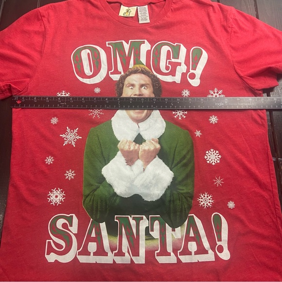 ELF WILL FARREL OMG SANTA CHRISTMAS Red Men's T-Shirt Large - Picture 4 of 5